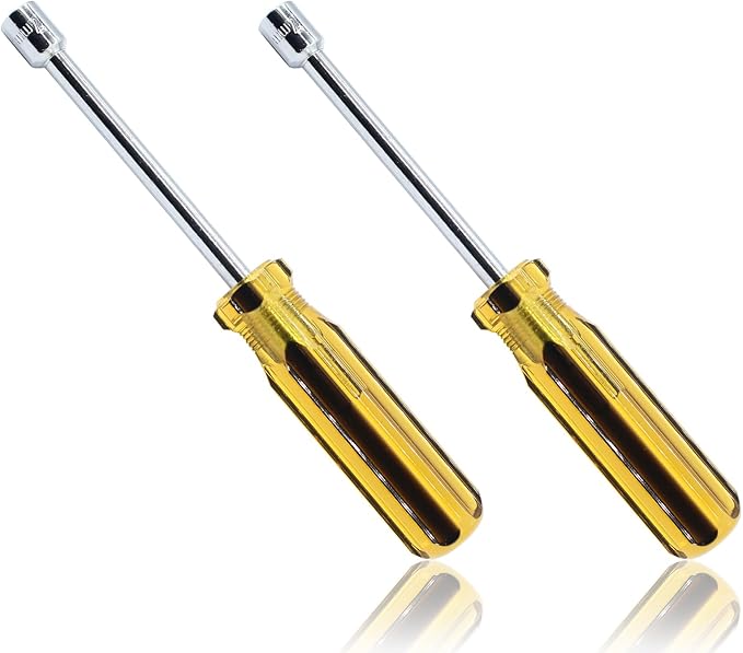 2Pcs 7mm Socket Wrench Screwdriver, Hexagon Nut Driver with Steel Cushion Grip for Easy Hand-Making and Repair Projects