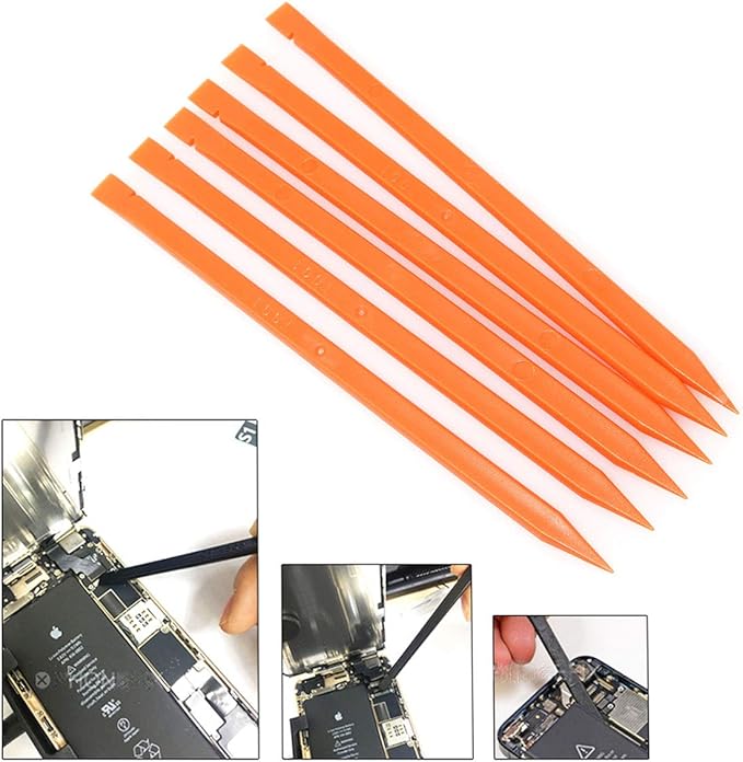 6pcs Crowbar Plastic Spudger Stick Lever Tools Opening Tools for iPhone Screen Repair Electronic Components Replacement Repair Kit, Orange