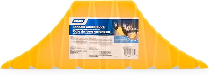 Camco Tandem Trailer Wheel Chock & Tongue Jack Stand - Heavy Duty Trailer Wheel Chock - Durable Polymer Construction w/UV Inhibitors - Use w/Tires Up to 26-inches - 400 lb Max Tongue Weight - 44435