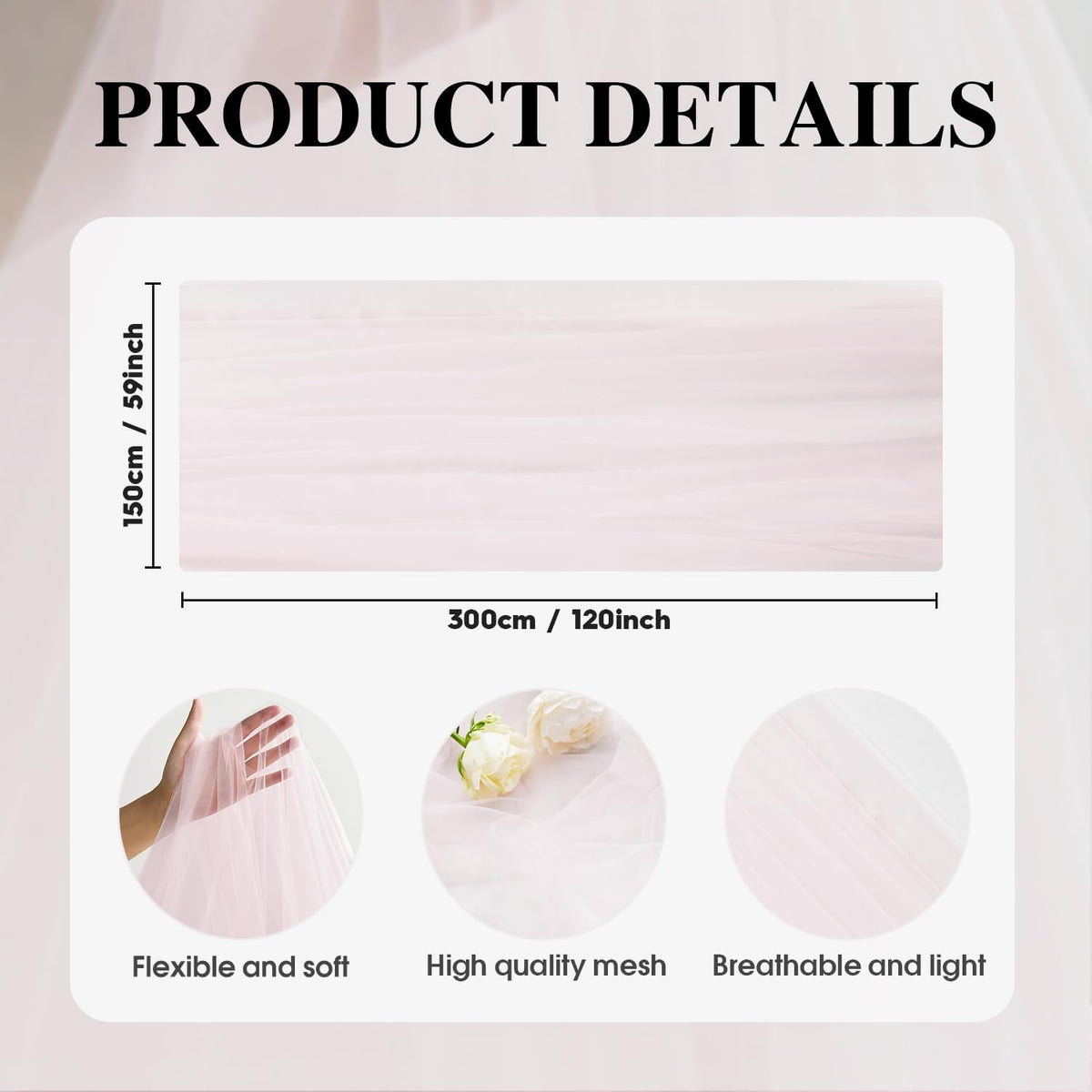 Artoid Mode Blushing Pink Gauze Table Runner 120 Inch 10FT, Seasonal Sheer Kitchen Dining Holiday Wedding Birthday Baby Shower Table Decor for Home Party