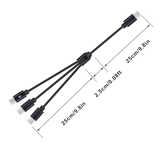 3 in 1 USB Type C Splitter Cable,USB C Male to 3 USB C Male Data Snyc and Charging Cord,USB C Multi Charging Cable for Cell Phones,Tablets and More(1.6FT/0.5M)