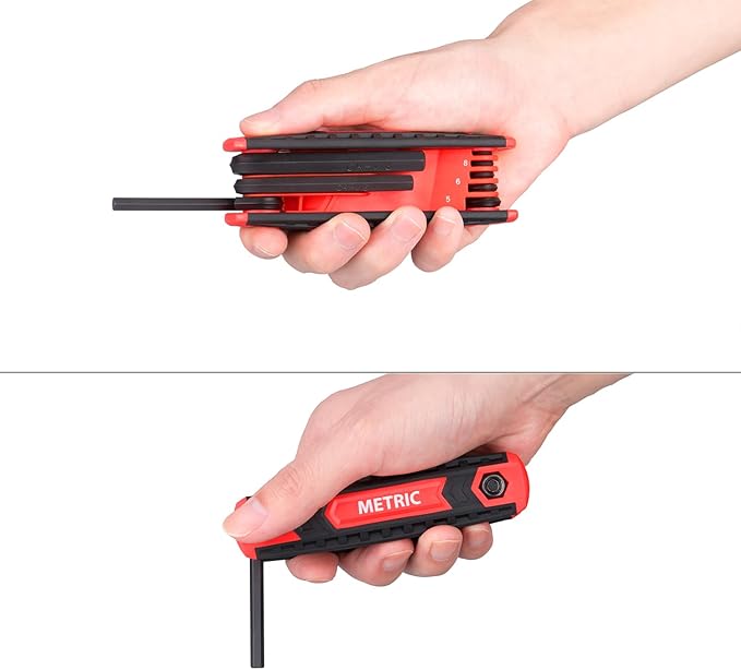 17-Piece Premium Folding Hex Key Wrench Set, Metric 1.5mm - 8mm, SAE 5/64” - 1/4” | Cr-V Steel, Precise and Chamfered Tips | 2 Pack All-Purpose Allen Wrench Tools with Portable and Compact Design
