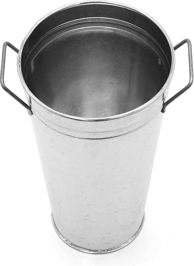 Hosley Set of 3 Galvanized French Bucket Vase with Handles 5" W x 9" H Ideal for Farmhouse Dried Floral Arrangements at Home for Weddings Gifts Spa and Aromatherapy Settings O5