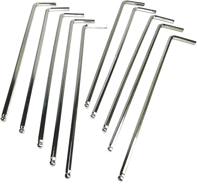 10pcs 1.5mm Ball End Allen Wrench sets,1.5mm Hex Key Wrench set,1.5mm ball end Hex Driver allen key Door Key L Shaped hex wrench set with Long Arm 87mm lengh.1.5mm ball end hex wrench