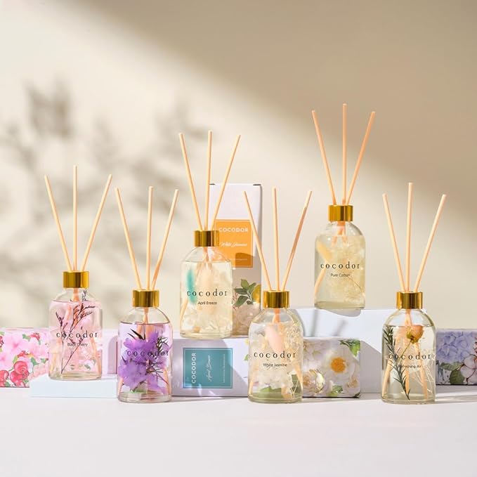 COCODOR Herbarium Reed Diffuser/Black Cherry/6.7oz(200ml)/ Fragrance Scent Essential Oil Stick Diffuser Set for Bedroom Bathroom Home Décor