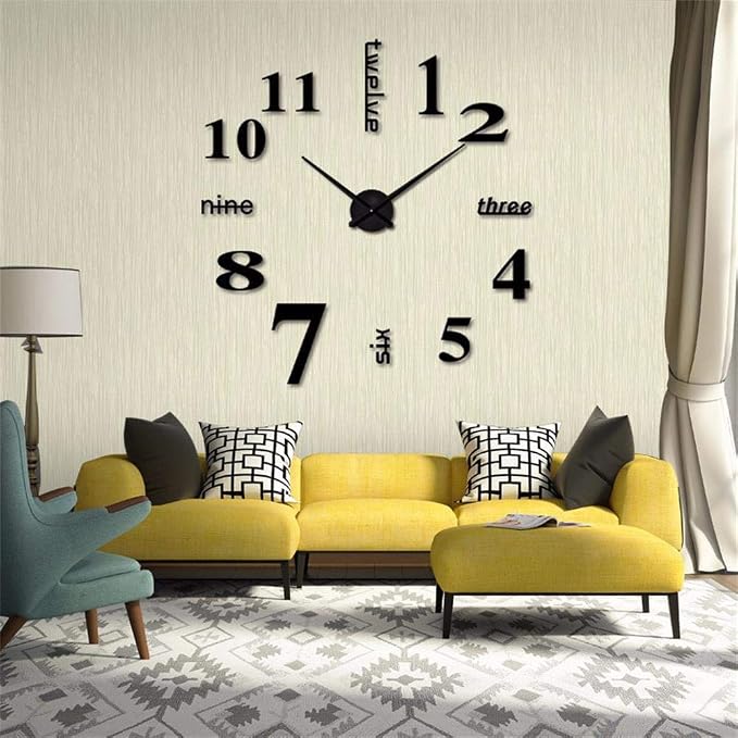 FASHION in THE CITY Large Frameless 3D DIY Mirror Surface Wall Clocks Modern Design for Living Room Bedroom Home Office Kids Room Hotel Coffee Hall Bar Wall Decoration