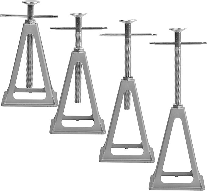 Aluminum RV Stabilizer Jacks 4 Pack with Additional Screw Nuts, Screw Jack Stands, Stabilize and Level RV Trailer Camper, Support up to 6,000 lbs