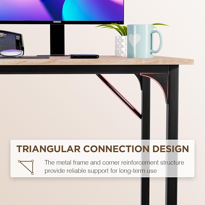 PayLessHere | 47 Inch Computer Desk | Nature | Sturdy Office Desk | Metal Frame, Adjustable Feet | Water-Resistant, Scratchproof Surface | Writing Table for Home Office or Study | Pack of 1