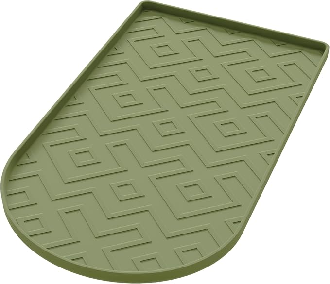 Silicone Coffee Mat,15.8"x 9.8"in Bar Mat for Countertop,Heat-Resistant,Non-Slip,Leak-Proof,Fit for Coffee Maker/Espresso Machine-Green