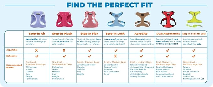 Best Pet Supplies Voyager Step-in Air Harness - All Weather Mesh, Reflective, No Pull Harness for Dogs, Cats - Secure with Hook & Loop Fastener, Buckle, Double D-Rings - Purple/Black Trim, L