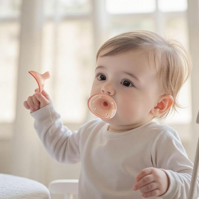 Baby Pacifiers 0-6 Months, BPA-Free Silicone Nipple, Lightweight One-Piece Design, Set of 4, with a Pacifier Chain & Pacifier Case