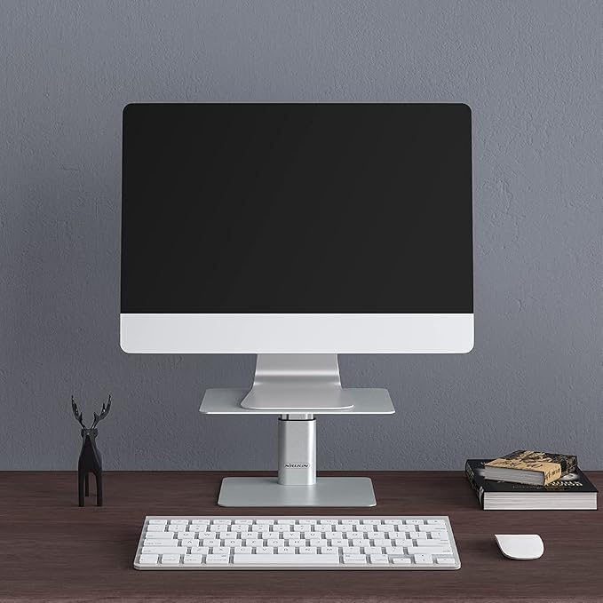 Nillkin Monitor Stand for Desk, Adjustable Height Computer Monitor Stand | Ergonomic Aluminum Computer Stand for Desktop | iMac, Studio Display XDR, Dell, HP, Lenovo, Other Screen Display | Silver