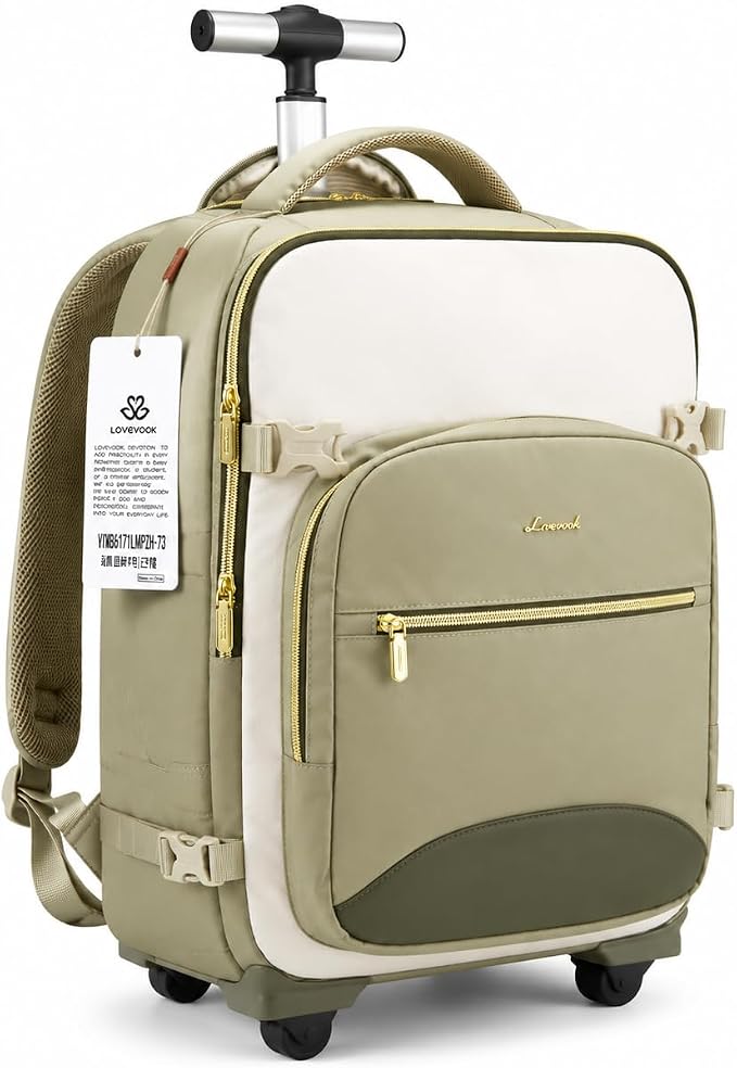 LOVEVOOK Rolling Backpack with Wheels, Carry On Luggage for Women