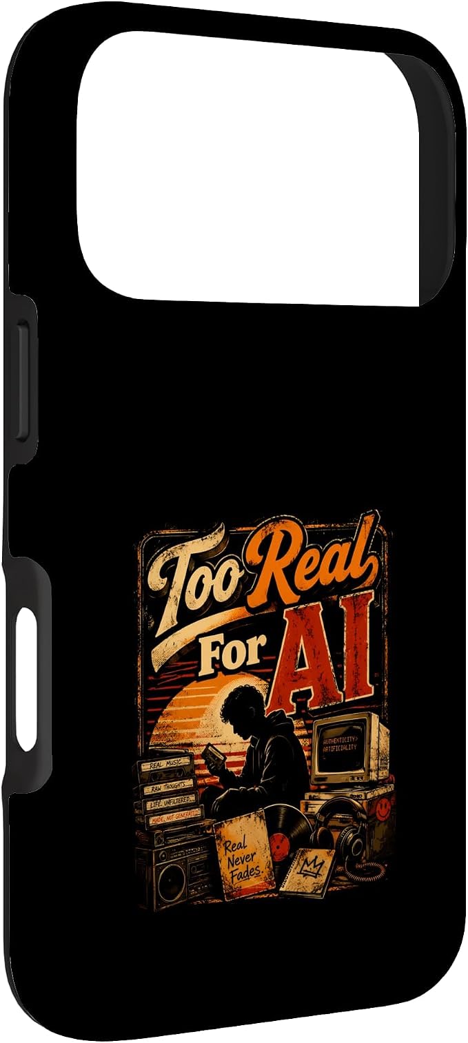 Too Real for AI - Authentic Music Lovers Case for iPhone 17 Pro