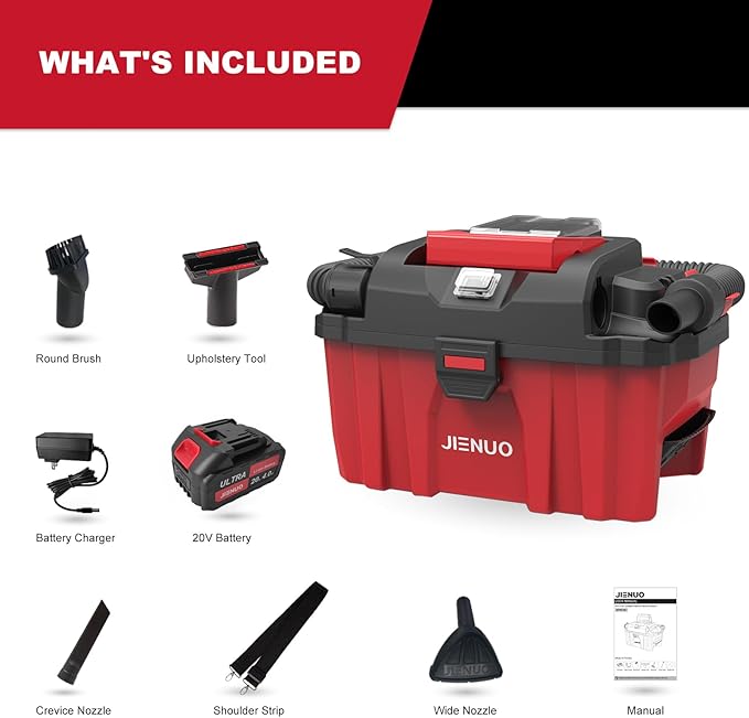 Cordless Shop Vac Wet and Dry, with 20V 4.0Ah Battery and Charger, 2.5 Gallon Shop Wet Dry Vacuum Cleaner with Blower Function, Portable Commercial Vac for Car, Home and Garage