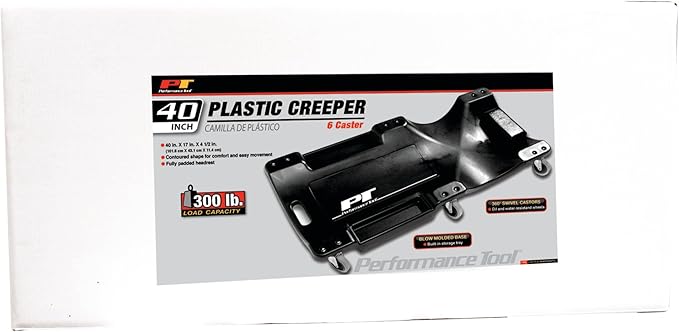 Performance Tool W85006 40-Inch Plastic Creeper with 6 Casters, Black