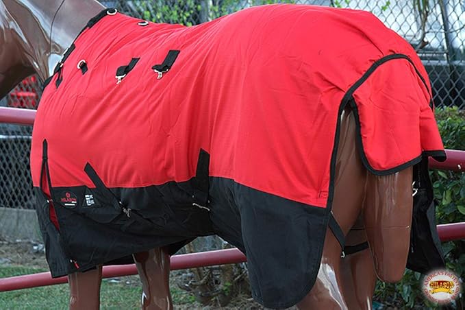 HILASON 1200D Winter Waterproof Poly Horse Turnout Blanket Belly Wrap Red | 74 in