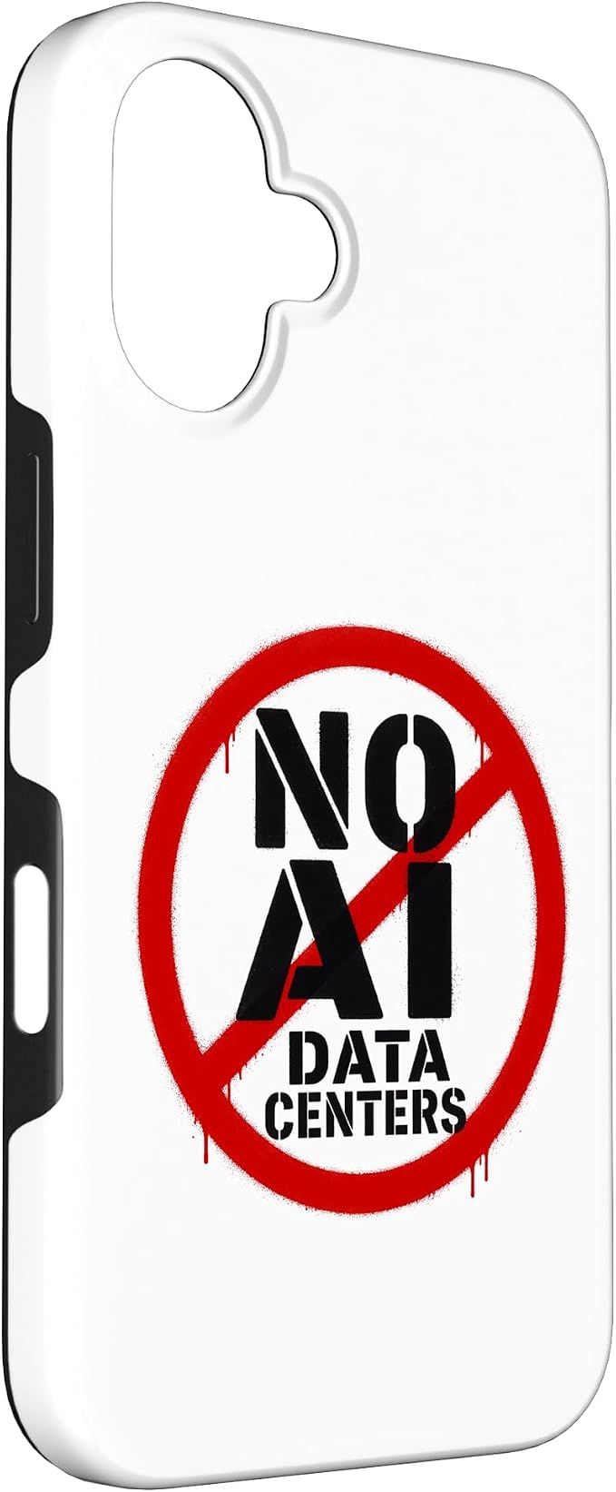 No AI Data Centers ��� Simple Minimal Spray Paint Style Text Case for iPhone 16