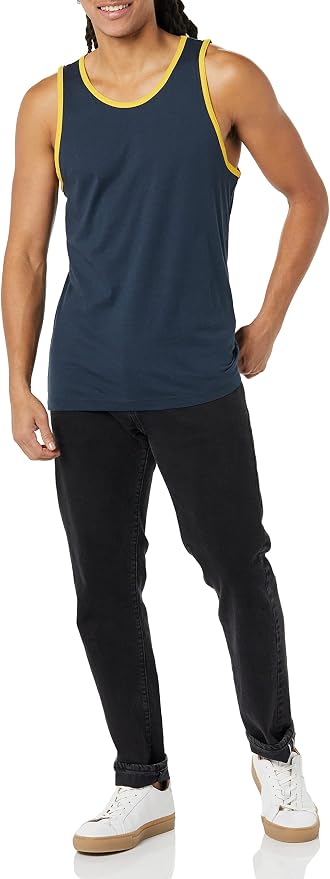 Amazon Essentials Men's Active Quick Dry Tech Stretch Moisture Wicking Lightweight Gym Tank Top
