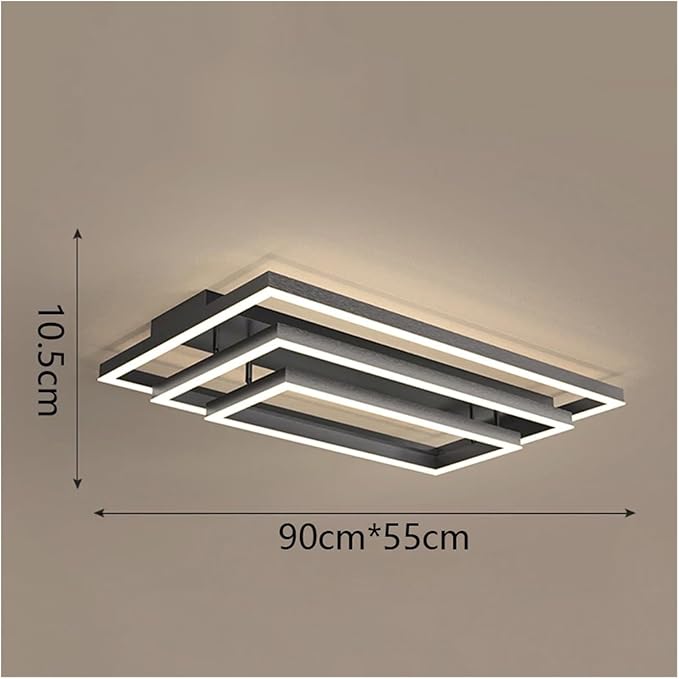 Nordic Home Decoration Salon Bedroom Decor Smart Led Lamp Lights for Room Dimmable Ceiling Light Indoor Lighting Minimalist Design(RC Remote dimming,Black 3layers)