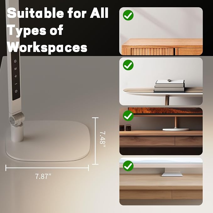 LitONES LED Desk Lamp for Home Office, Soft Edge-lit Design - Modern Style | Eye-Caring Diffused Light, Professional Computer Light for Reading, Crafts & Zoom, Dimmable with 30 Modes, Memory & Timer