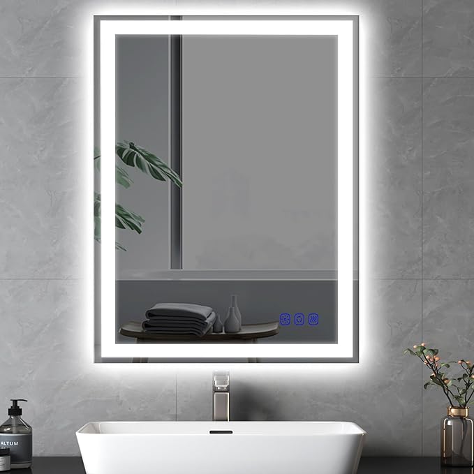 36"x24" LED Bathroom Mirror with Lights – Front & Backlit Vanity Mirror, Stepless Dimmable, Adjustable Warm White/Natural/Daylight, Anti-Fog, Shatterproof, Memory Function