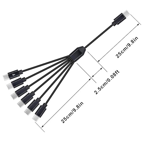 6 in 1 USB Type C Splitter Cable,USB C Male to 6 USB C Male Data Snyc and Charging Cord,USB C Multi Charging Cable for Cell Phones,Tablets and More(1.6FT/0.5M)