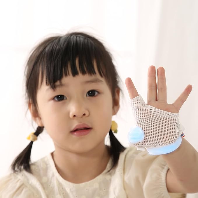 Thumb Sucking Guard for Kids with Finger Sucking Guard Gloves to Stop Thumb Sucking Deterrent Gloves for Ages 6 Months to 8 Years (Blue, XS)