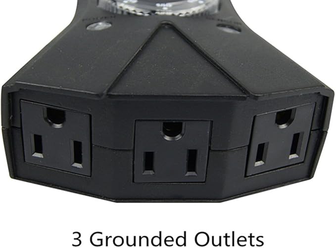 Outdoor Timer, 3 Outlets,Outdoor Timer Outlet Waterproof,Photo Senson,Dusk to Dawn,Suitable for Light String and Holiday Decoration TM-053