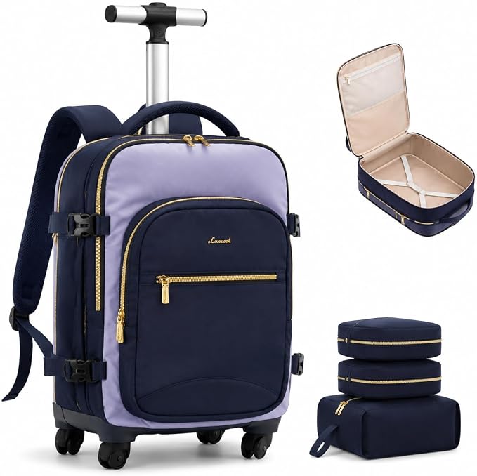 LOVEVOOK Rolling Backpack with Wheels, Carry On Luggage for Women
