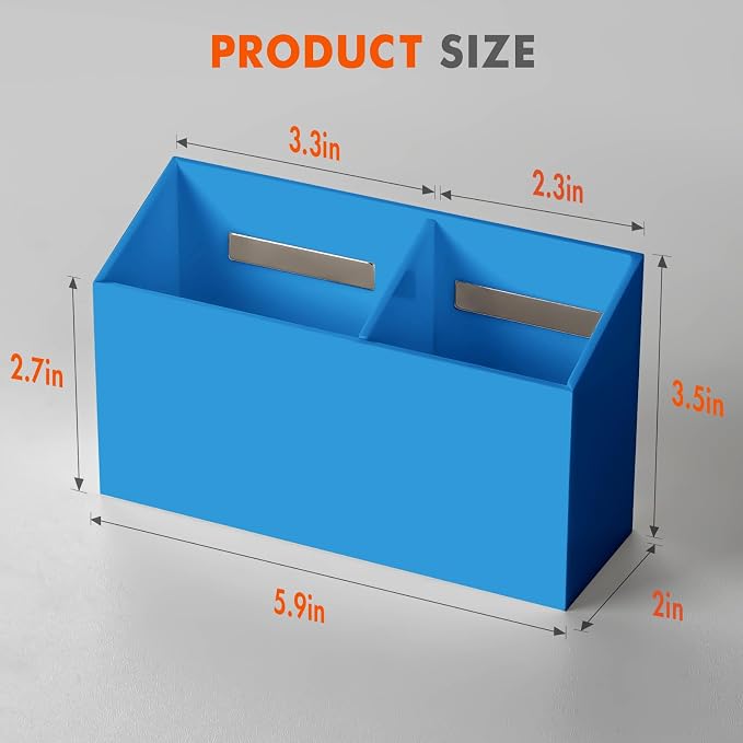 BEYGORM Magnetic Dry Erase Marker Holder for Whiteboard & Refrigerator | Non-slip Acrylic Pen Holder for Classroom, Fridge Magnet, Locker Organizer Accessories, Teacher & School Supplies(Blue)