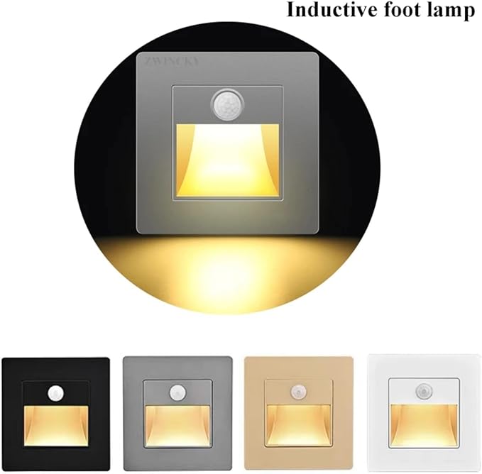 1 Pack Motion Detector Sensor LED Stair Light Infrared Human Body Induction Lamp Recessed Steps Ladder Staircase Bedroom Decoration LED Night for Kitchen, Bathroom, Stairs