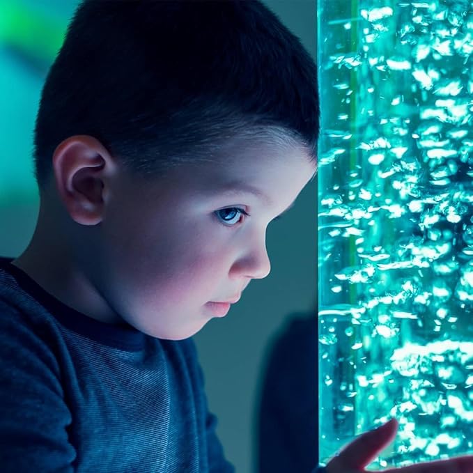 CALOVER Large 4FT Sensory Fish Bubble Tube Aquarium Night Light Tower Lamp Calming Relax for Autistic ADHD Children Alleviating Stress and Anxiety in Adults