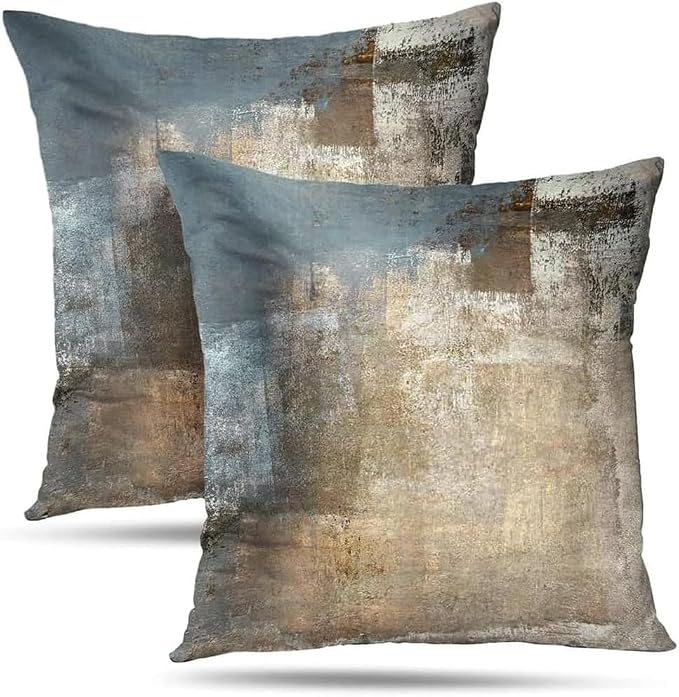 Throw Pillow Covers for Couch, 18x18 Inch, 2 Pack, Grey Beige | Decorative Throw Pillow Covers Cushion Covers for Couch Bedroom Sofa Living Room