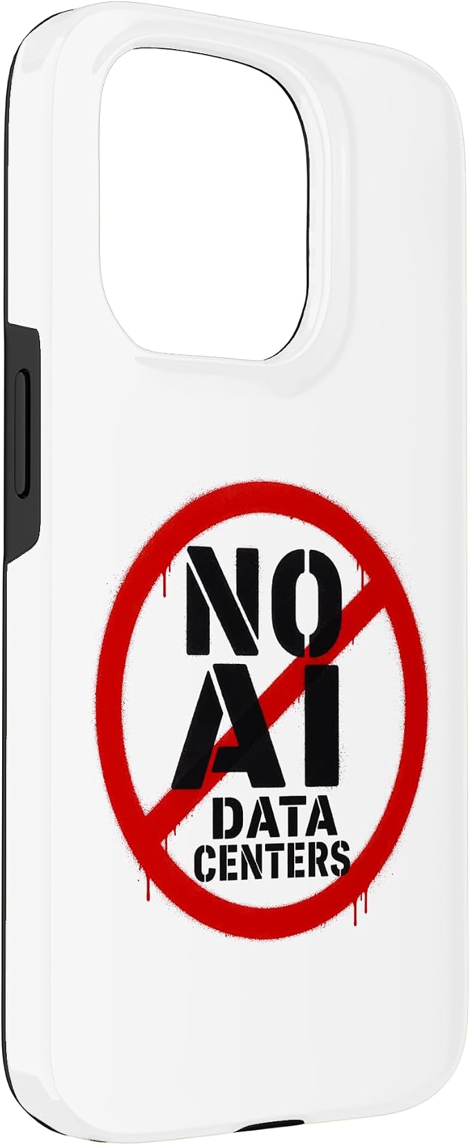 No AI Data Centers ��� Simple Minimal Spray Paint Style Text Case for iPhone 15 Pro