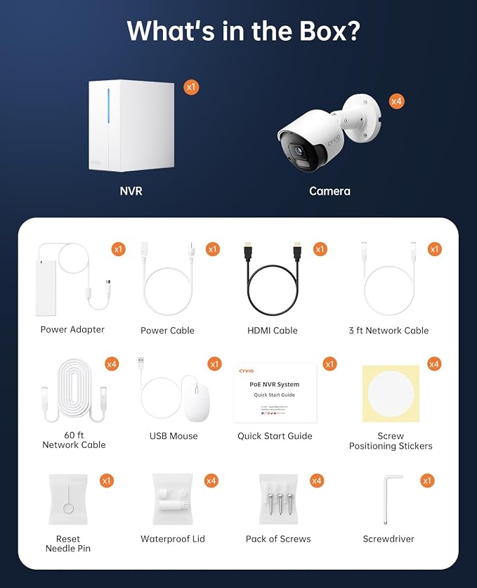 4K PoE Security Camera System with NVR, 4�� 8MP Wired Outdoor Cameras, 24/7 Local Recording, No Monthly Fees, AI Human & Vehicle Detection, 2TB HDD Included, IP67, for Home & Small Business