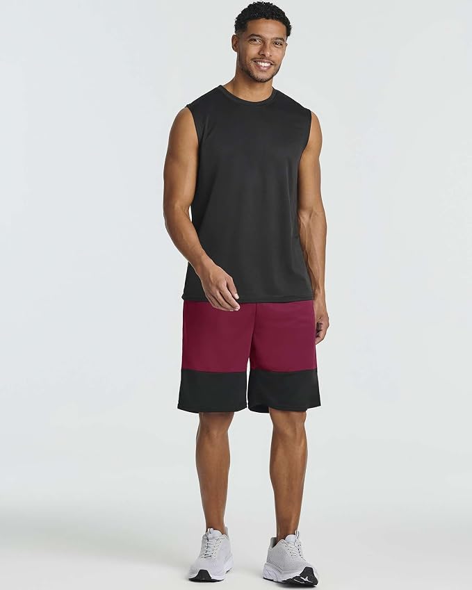 5 Pack Men's Mesh Shorts Athletic Basketball Sports Gym Workout Pockets | Cooling Moisture-Wicking, 9", Long, Quick-Dry, Breathable, Elastic Drawstring Waistband. Running, Exercise, Soccer, Training.