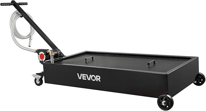 VEVOR Low Profile Oil Drain Pan, 20-Gallon Metal Oil Change Pan, Effective Oil Drain Cart with 180W Electric Pump, Wheels & Folding Handle, Oil Drain Tank for Cars, SUVs, Trucks, Buses, RVs