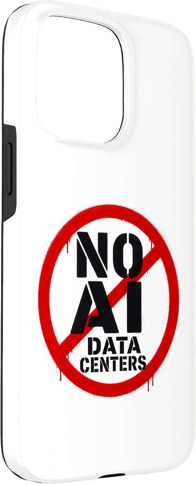 No AI Data Centers ��� Simple Minimal Spray Paint Style Text Case for iPhone 15 Pro Max