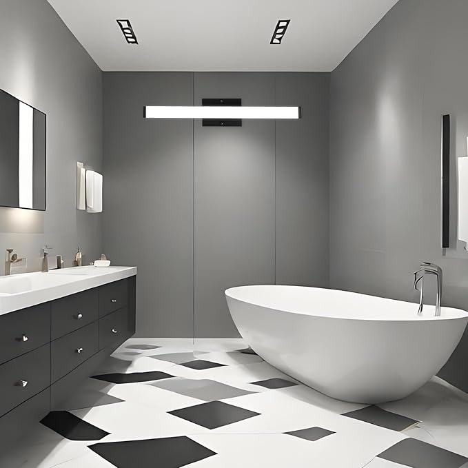 36 Inch LED Bathroom Vanity Light, 24W 3CCT Bathroom Light Fixtures Over Mirror, IP44 Dimmable Black Bath Vanity Lights Bar, ETL Listed