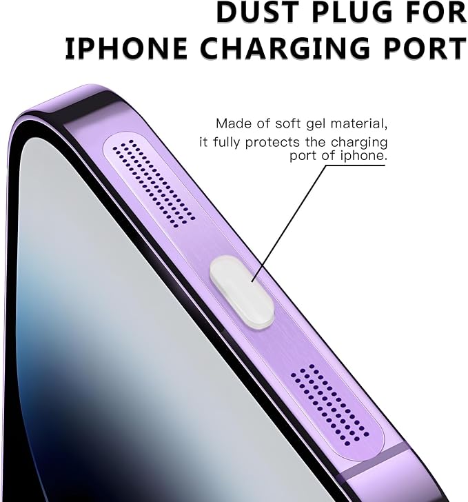 MysticHome for iPhone 17/16 Pro Accessories, 5 Pcs Cell Phone Speaker Anti-Dust Plugs, 1 Pcs USB C Dust Plug, Compatible with Speaker Dust Cover,Purple