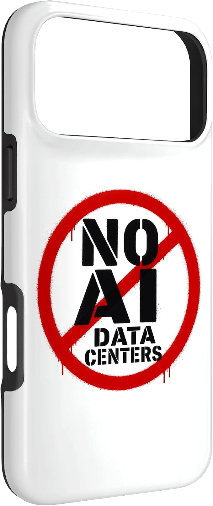No AI Data Centers ��� Simple Minimal Spray Paint Style Text Case for iPhone 17 Pro Max