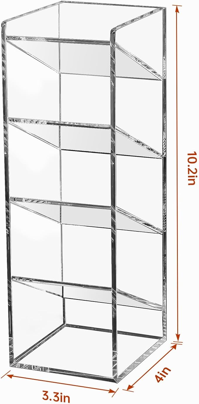 BEYGORM Acrylic Vertical Marker Organizer for 50 Markers, Desk Orgaizer | 5 Compartments Clear Angled Pen & Pencil Holder, Large Stationery & Art Supply Storage for School (10.2 x3.3 x 4 Inch)