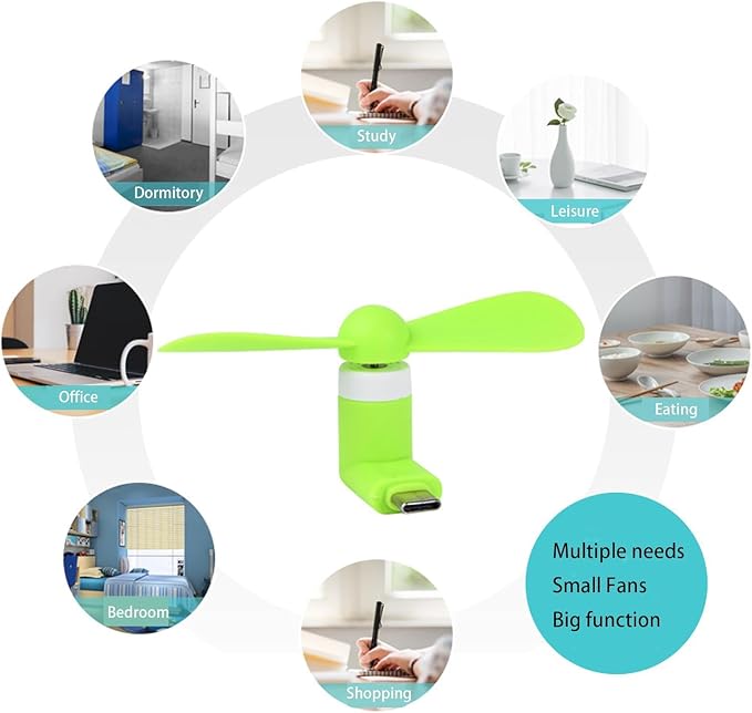PCTC Type C Mini Phone Fan Type C Compatible with Samsung Galaxy S24 / S23 / 23 Ultra/ 24 Ultra, Compatible with Apple iPhone 15/15 Pro /15 Pro Max, for Moto Razr 40 Ultra /g54/Edge S Pro(3 Packs)