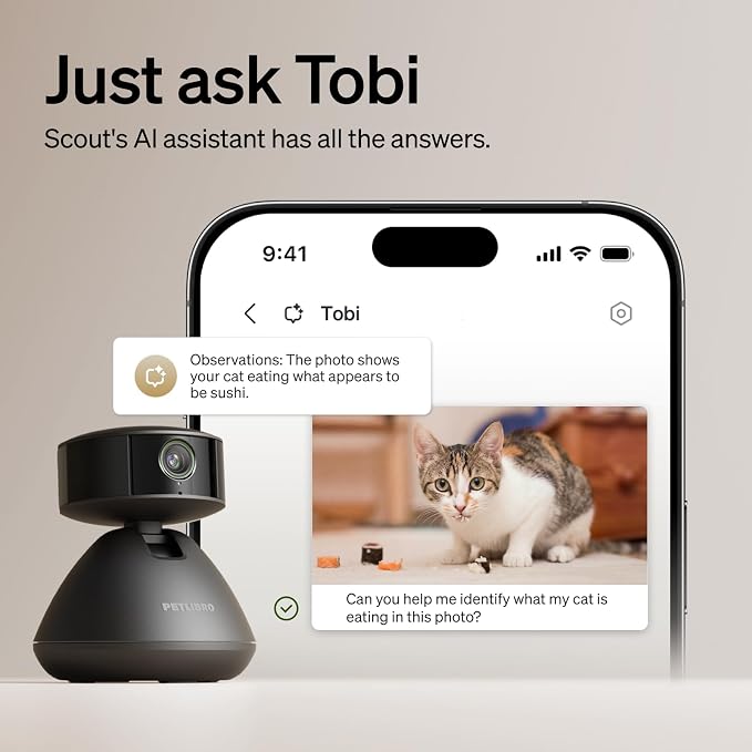 PETLIBRO Dog Camera with Phone App, 360�� Auto Tracking Pet Camera Indoor with Phone App for Home Alone Pets, Cat & Puppy Camera with 2-Way Audio, Night Vision, Indoor Camera WiFi