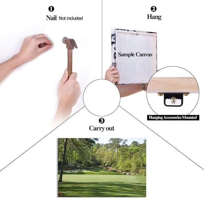 Augusta National Golf Course Wall Art for Living Room Bedroom Bathroom Home Decorations - Augusta Golf Course Picture Poster Framed Artwork Canvas Prints Ready to Hang(18''H x 24''W)