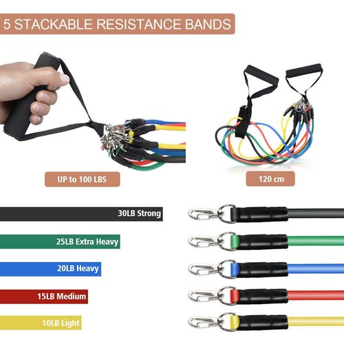 BFR Bands Resistance Band Set for Men and Women - Portable Strength Training Equipment for Arms and Legs w/Door Anchor & Carry Bag