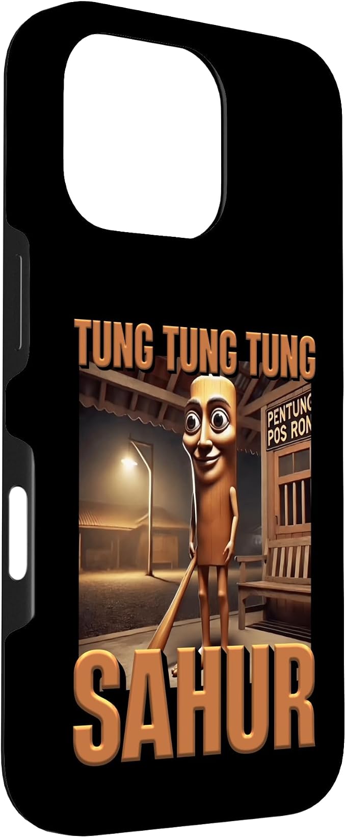 Internet Hilarious Meme AI Character Tung Tung Tung Sahur Case for iPhone 16 Pro