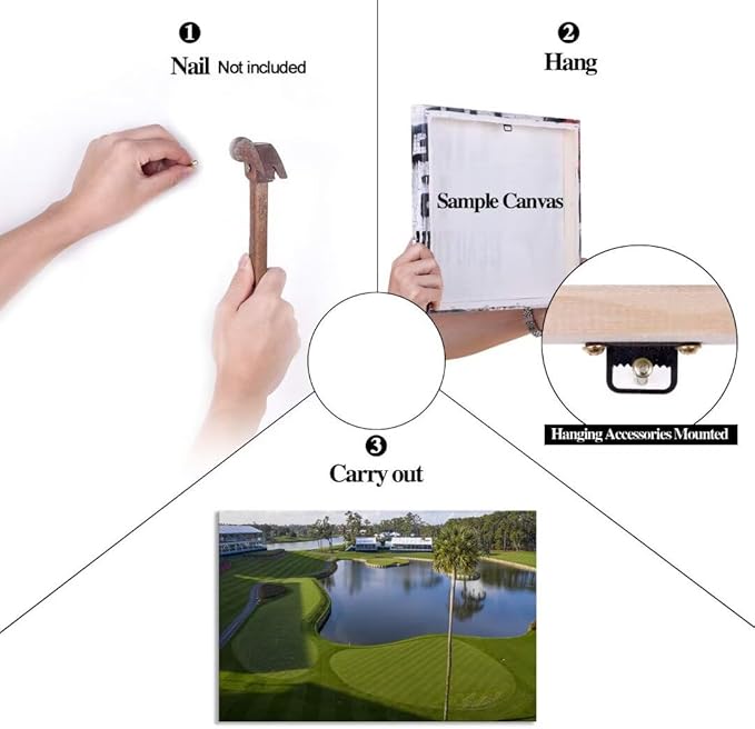 Florida Golf Course Wall Art for Living Room Bedroom Bathroom Home Decorations Golf Wall Decor Paintings TPC Sawgrass Golf Course Picture Poster Canvas Prints Framed Ready to Hang(24''H x 36''W)