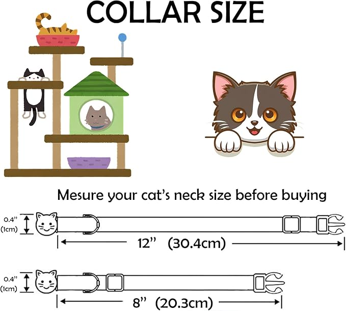 Elegant little tail Halloween Cat Collar-2 Pack Pumpkin Print Fall Cotton Breakaway Cat Collars with Bell Pendant Kitten Boy Girl Safety Adjustable Collar for Small Cats Puppy
